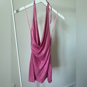 Shimmering Pink Halter Dress